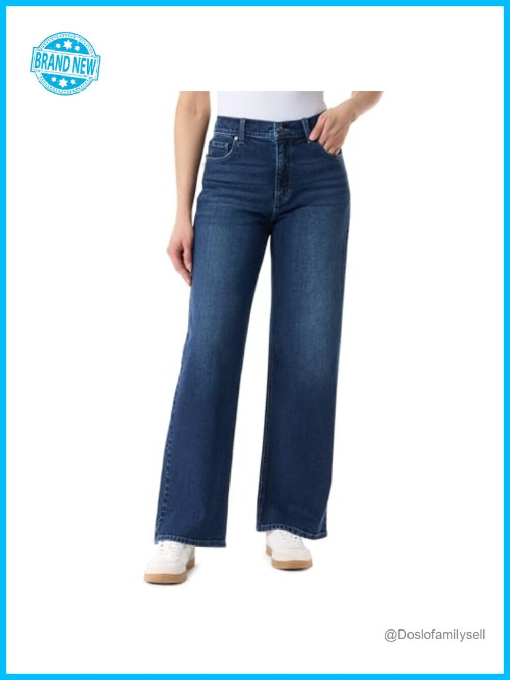 High Rise Relaxed Wide Leg Jeans Zip Front 5 Pocket 32" Inseam